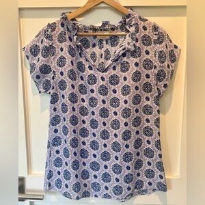 Rungolee Women’s V-Neck Floral Silk Blouse XS